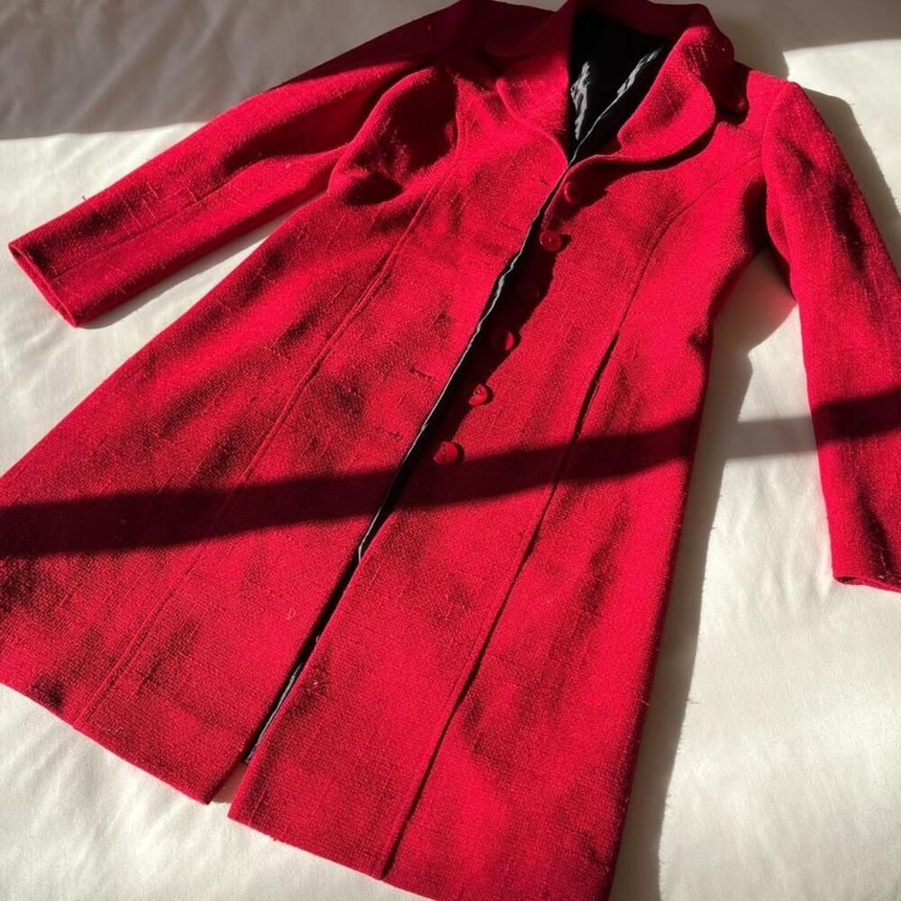 vintage long‎ red coat womens small